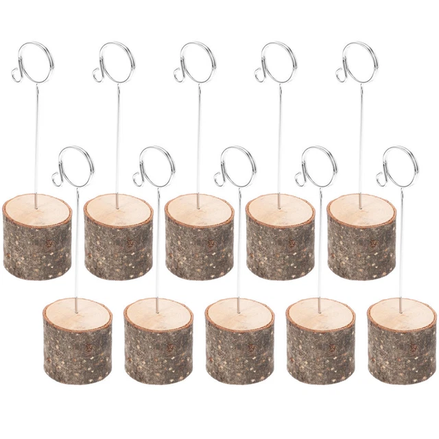 10 pz clip fotografica base legno morsetto memo in piedi desktop supporto scheda fotografica tavolo
