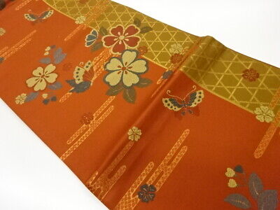 6264483: Japanese Kimono / Vintage Fukuro Obi / Woven Butterfly & Sakura