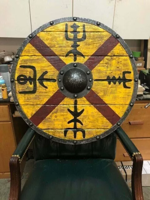 Guerrier médiéval en bois Viking rond armure bouclier réplique article fait...