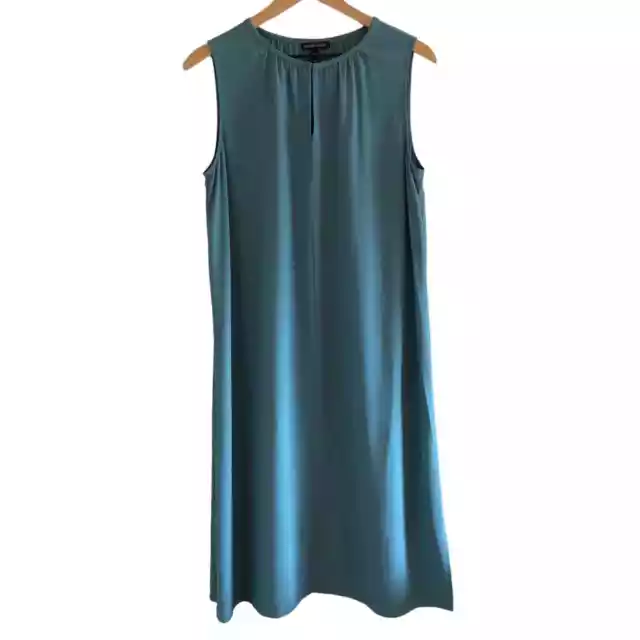 Eileen Fisher Tencel Viscose Blend Blue Lagenlook Midi Dress, Size S