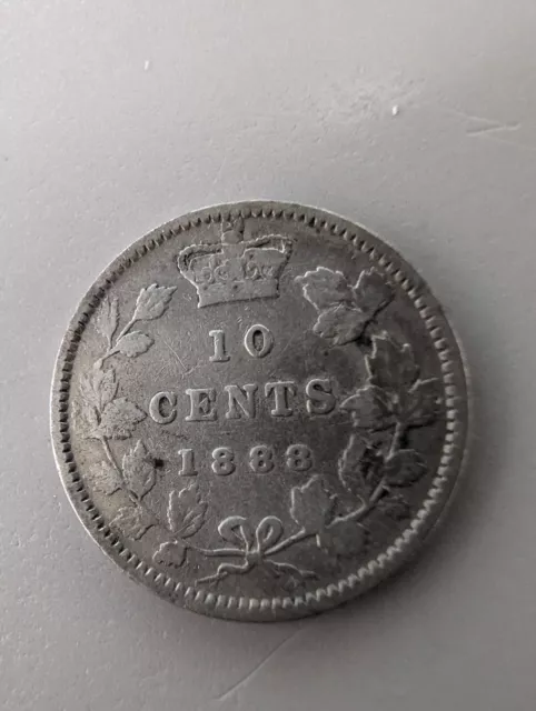 Canada 1888 10 Cents Ten Cent Silver Coin - VG/F