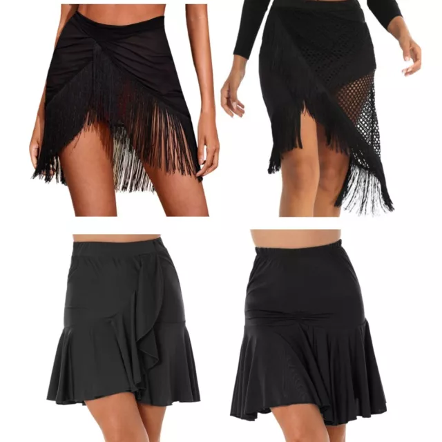 Womens Irregular Fringe Hem Tassel Skirt Latin Belly Dance Beach Wrap Mini Skirt