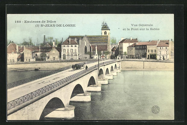 CPA Saint-Jean-de-Losne, General View and the Bridge over the Saone