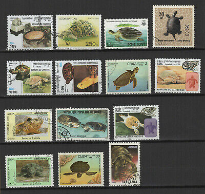Tortue un lot de 14 timbres oblitérés /TR9724