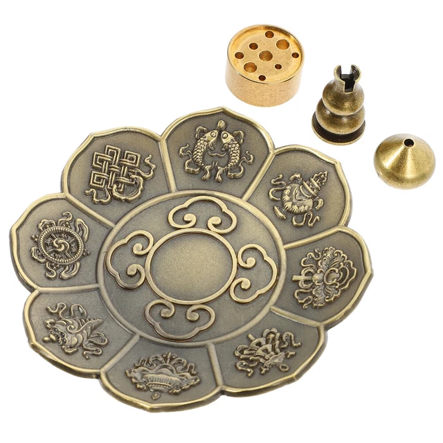 Porta Incenso Piatto Argento Rettangolare Con Motivi Orientali, Sottobicchiere Multiuso Per Bastoncini E Coni, Piattino Decorativo Per Dessert O Gioielli - 5