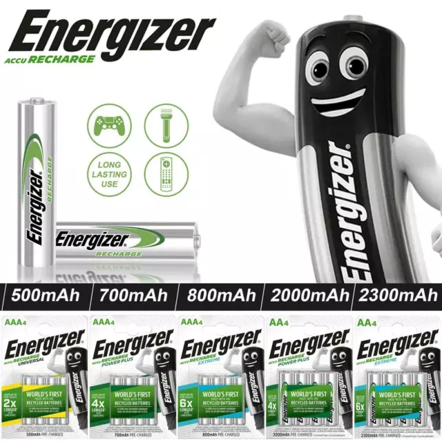 Energizer AAA AA Rechargeable Batteries 2000 800 700 500 mAh Pre Charged Battery