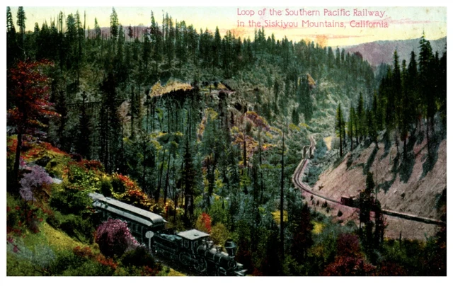 Railroad Train Loop of Southern Pacific Railway in Sisklyou Mountain California