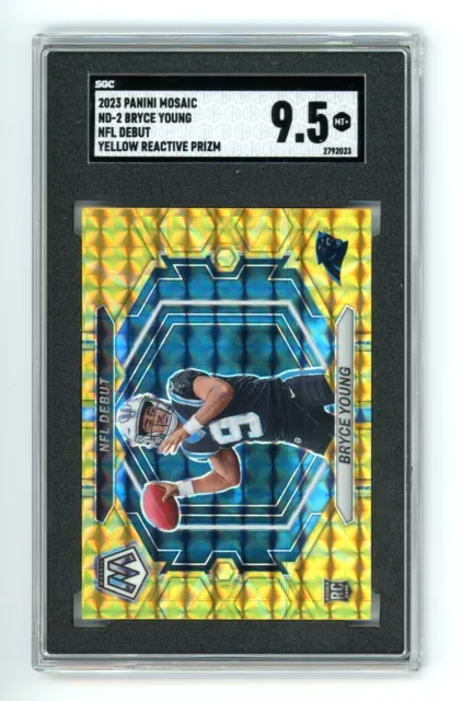 2023 Mosaic Bryce Young Yellow Reactive Prizm Rookie Card #290 Panthers SGC 9.5