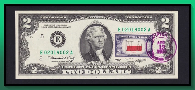 1976 $2 Federal Reserve Note Richmond w/ Canceld Stamp UNC