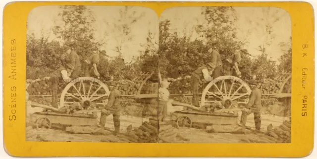France Woodsmen Scene Of Genre Photo Stereo c1870 Albumin Vintage n5