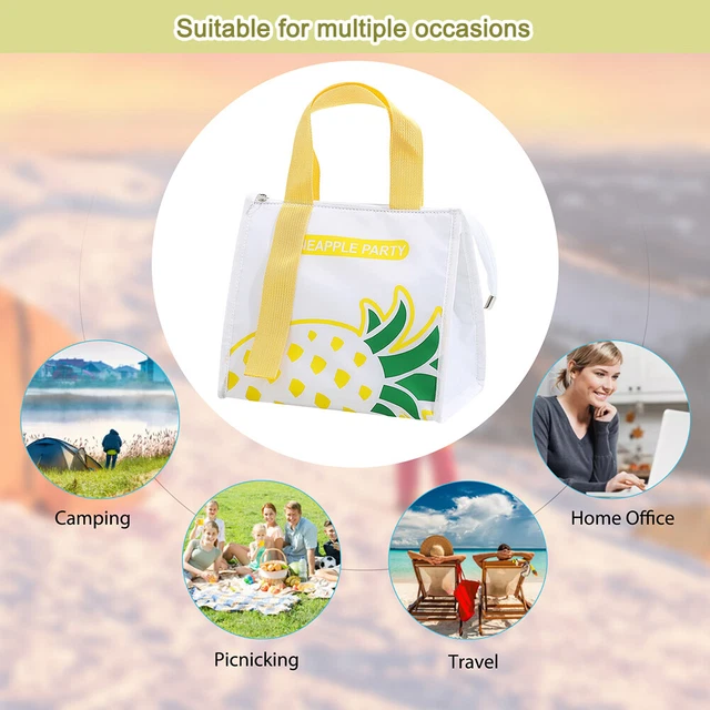 Bolsas de picnic triangulares portátiles película de aluminio aislado bolsa de almuerzo (blanco)