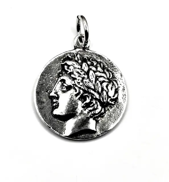 Handmade Sterling Silver 925 God Apollo Coin Pendant