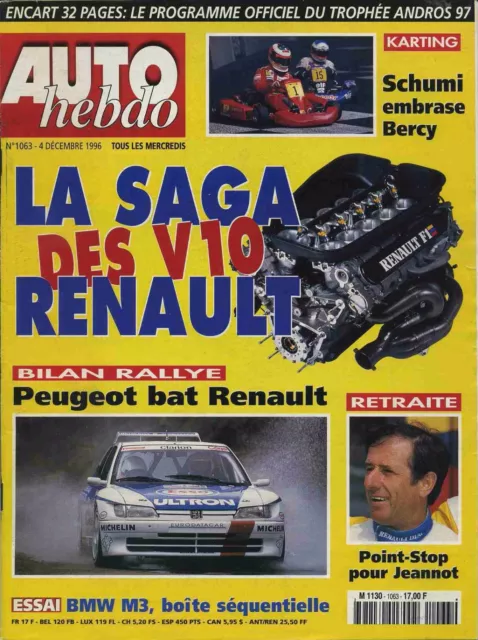 AUTO HEBDO n°1063 04/12/1996 RENAULT SAGA des V10 F1 BILAN RALLYE 1996 BERCY