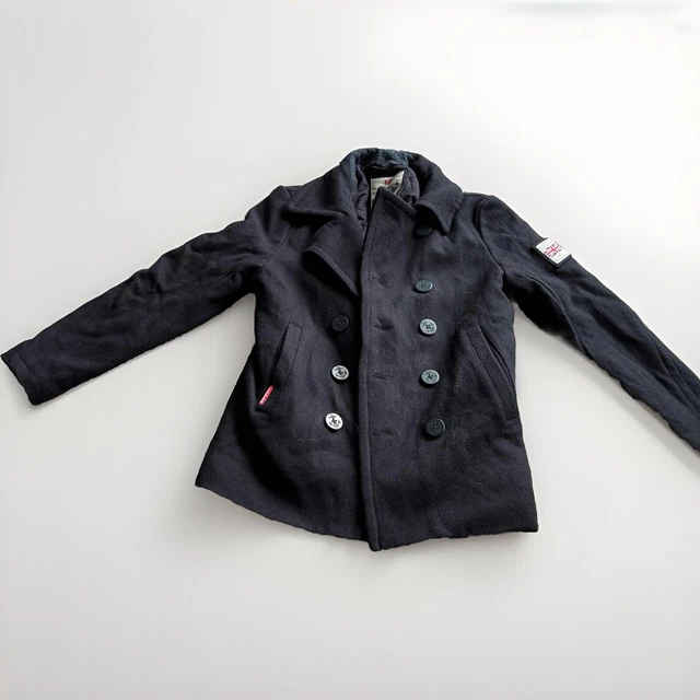 Superdry mens rookie pea coat navy cheap