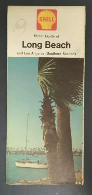 1964 Long Beach and Los Angeles Street Guide Shell Vintage Travel Map Fold Out