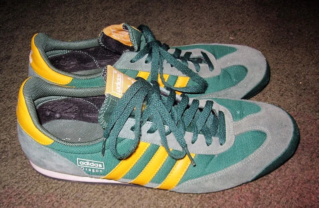 VINTAGE ADIDAS DRAGON RUNNING Shoes RETRO Yellow GREEN (13) 48 310 CM  G63402 $24.99 - PicClick