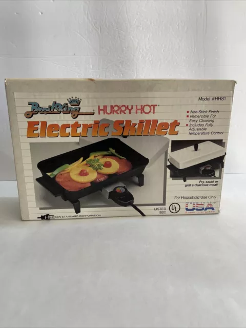 BROIL KING Hurry Hot Electric Skillet Model #HHS1 Made in USA Vintage Open Box