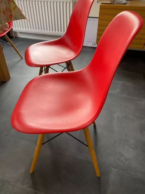 Eames-style red dining chairs, set of 6, good condition