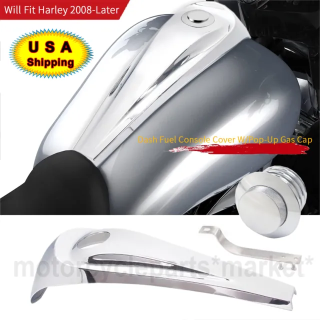 Chrome Dash Fuel Console Cover & Gas Tank Cap For Harley Touring FLHT FLHX FLTR