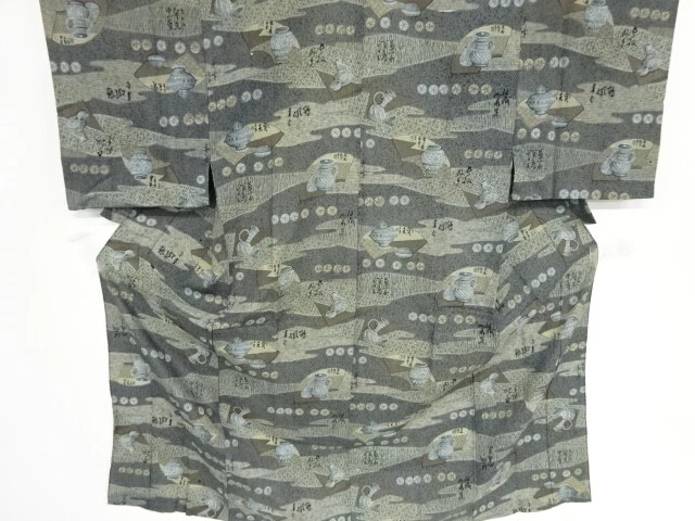 37016# Japanese Kimono / Hitoe Mens Juban / Ceramic Pattern