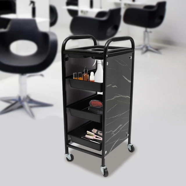Salón portátil coche peluquería salón carro negro 5 capas soporte salón