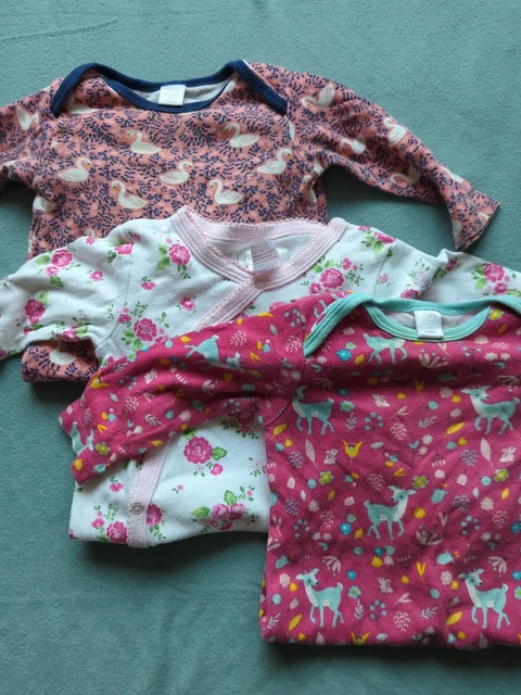 🌻 Baby Girls Essential Clothes Funky Pattern Babygrows X3 - 3-6 Months playsuit