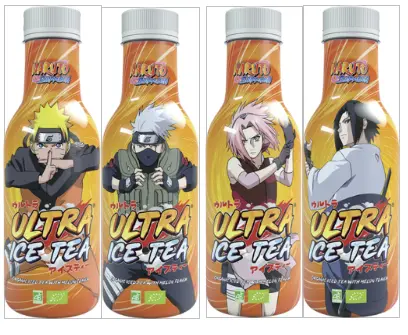 Tè ghiacciato biologico Ultra Ice Tea, confezione da 4 Naruto, tè nero melone gusto melone