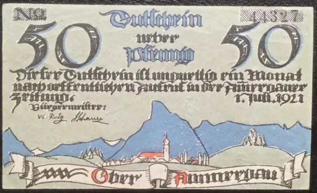 50 Pfennig Oberammergau 1921  Notgeld  (#23.12.2#)