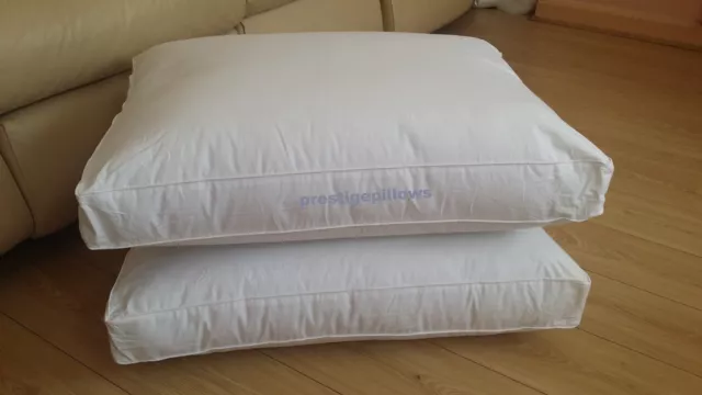 Pair Of Box Pillows New Luxury Bed 5 Star Hotel Kings 2 Pillow Medium Rrp £60