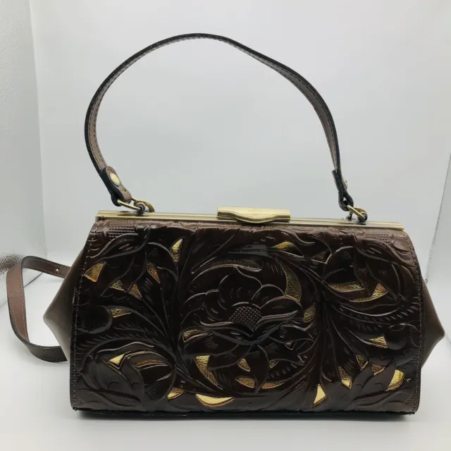 Patricia Nash Tooled Brown Leather Western Purse