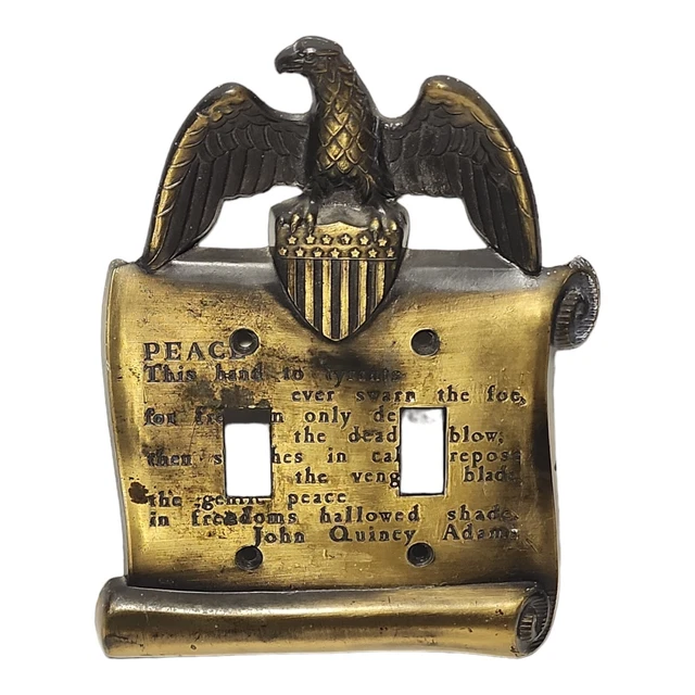 American Eagle Freedom Brass Double Light Switch Cover Plate John Quincy Adams
