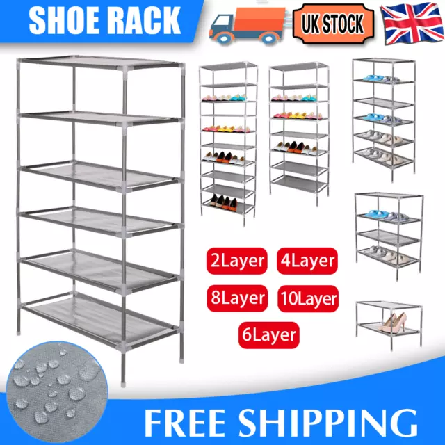 Portable 2-10 Tier Shoe Rack Stand Compact Space Saving Storage Organiser Shelf