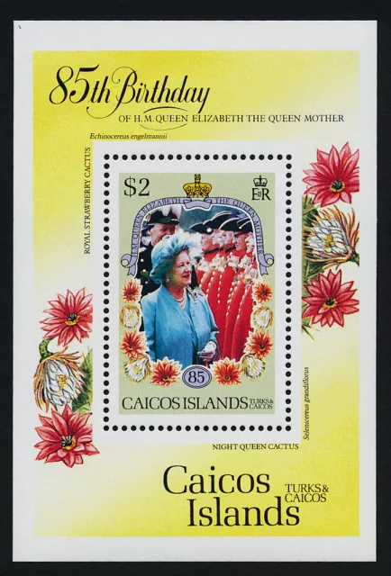 Caicos Islands 77 MNH Queen Mother 85th Birthday, Flowers