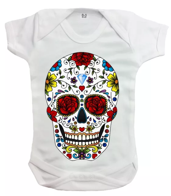 Candy Skull Rompers/Metal/Mexican Sugar Skull/Rock/Skeleton/Unisex/Baby Grow