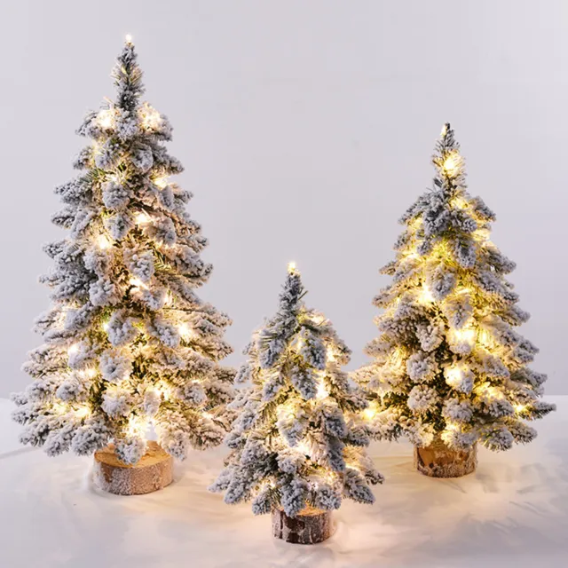 Mini Christmas Tree Snow LED Lights Xmas Tabletop Rtificial Ornament Gift AU