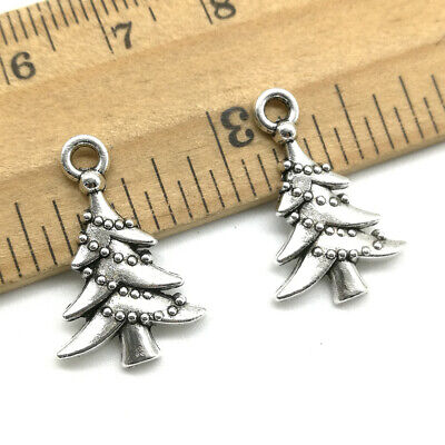 12/50/100pc christmas tree antique silver charms pendants jewelry DIY 21*14mm