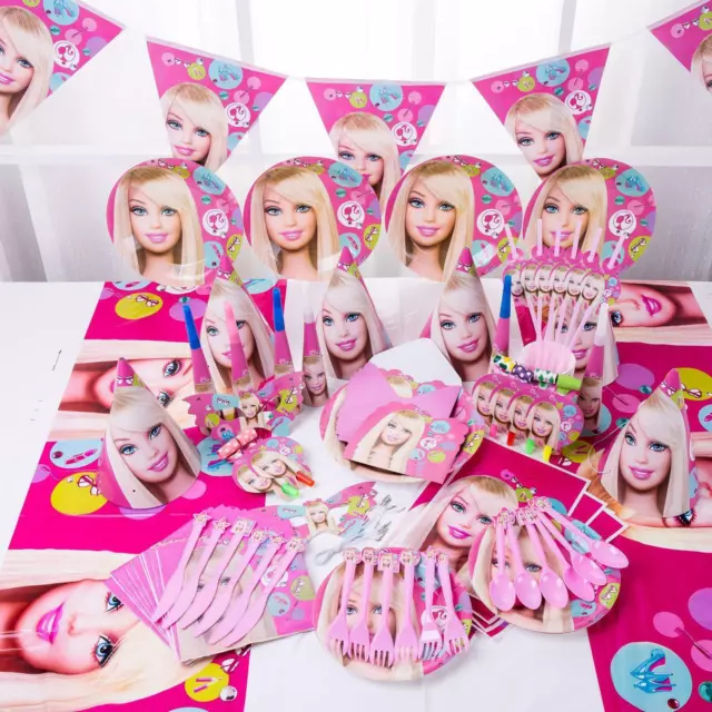 Barbie Girl Pink Doll Birthday Party Supplies Tableware Cups Plates Decoration