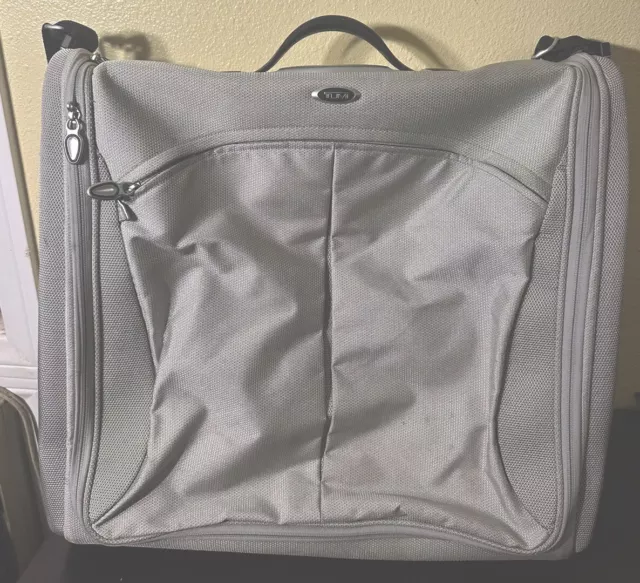 Tumi T3 Silver W/ Black Travel Garment Suitcase Luggage Carry-On  21"x19x6