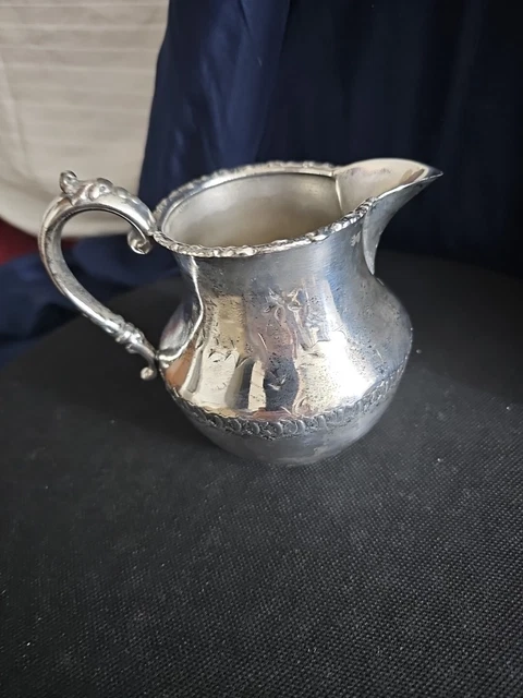 Antique Victorian Floral Engraved 1 Piece Silver Plate Bristol Creamer 1890-1899