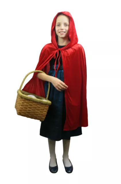 Girls Little Red Riding Hood Fancy Dress Cape Childrens Book Week Outfit Velvet