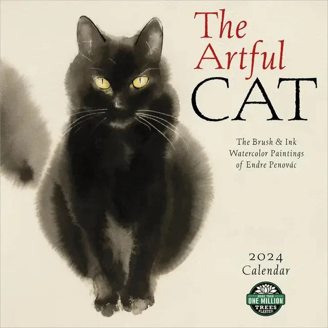 AMBER LOTUS THE Artful Cat 2024 Wall Calendar By Endre Penovac w $15.99
