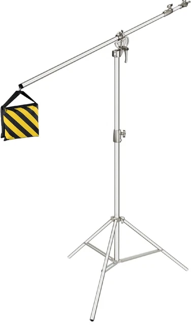 Neewer Photo Studio 2-in-1 Light Stand with 85-inch Boom Arm and Sandbag Silver