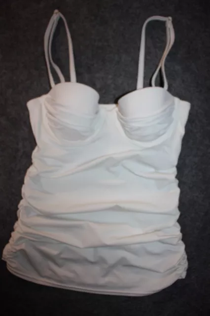 VICTORIAS SECRET Ruched push up Tankini Swim Top 32B White