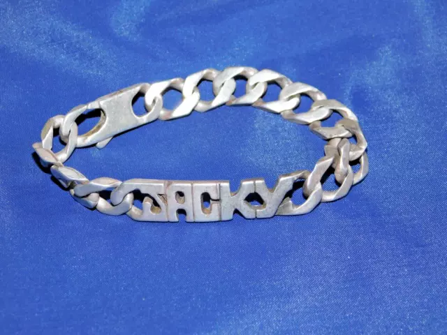 Bracelet homme  gourmette  28 GRAMMES  argent massif / 1970 Prénom JACKY