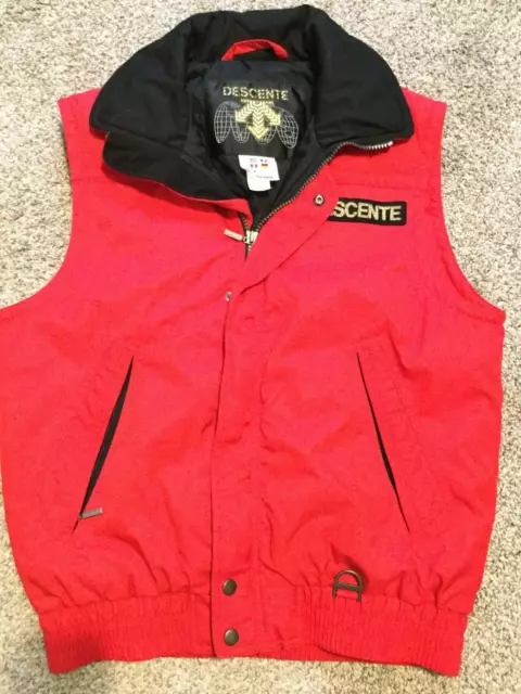 VINTAGE DESCENTE INSULATED Snow Ski Vest Jacket Zip-Snap Pocket Red Men ...