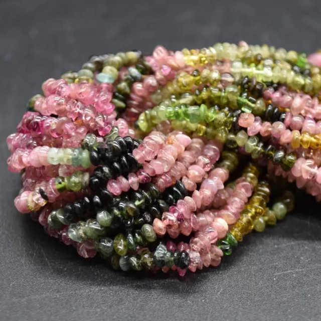 Mixed Tourmaline Semi-precious Gemstone Chips Nuggets Beads - 2mm - 4mm