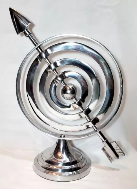 Handcrafted Armillary Sphere Silver Aluminum Astro Globe Four Rings 13.6 Long