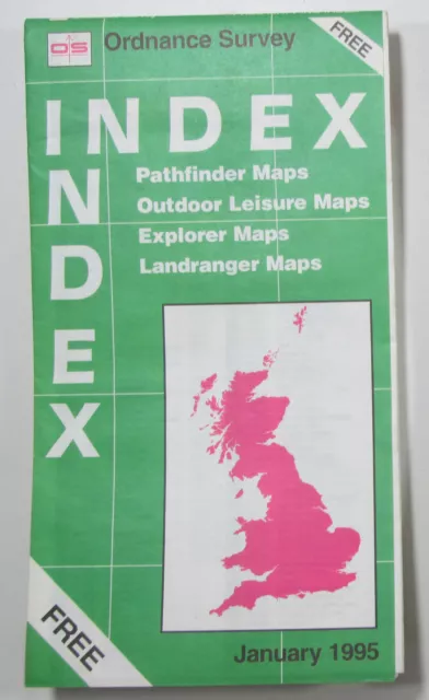 Old Vintage OS Ordnance Survey Mapping Index January 1995 Pathfinder Maps Etc