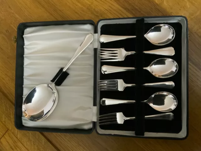 Zenith Silver Plate Desert Set 6 Forks 6 Spoons With Serving Spoon vgc