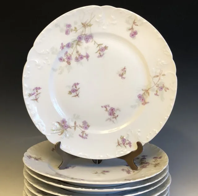 Set Of 9 Antique GDA Limoges GDA France Porcelain Dessert Salad Plates 8 1/2”